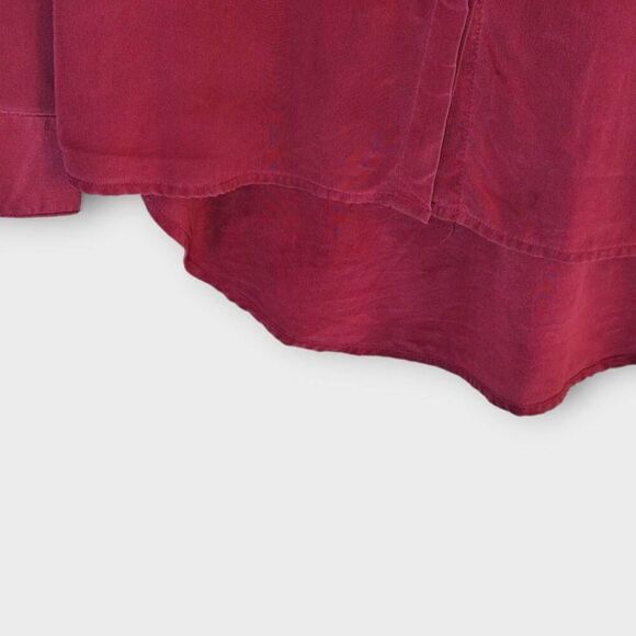 Garnet Hill‎ Womens Top Sz 8 Blouse 100% Silk Burgundy Buttons Classic Academia - Picture 5 of 8